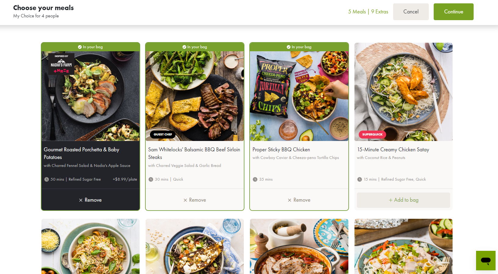 How do I choose my meals? My Food Bag