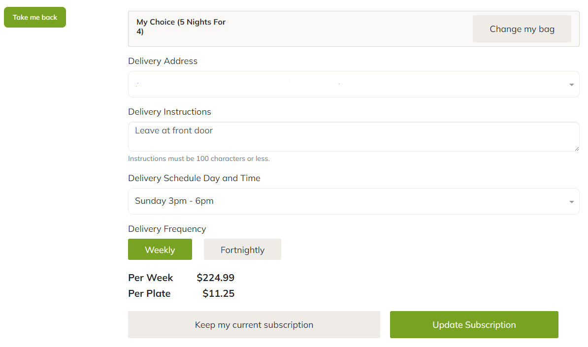 My food bag delivery times discount
